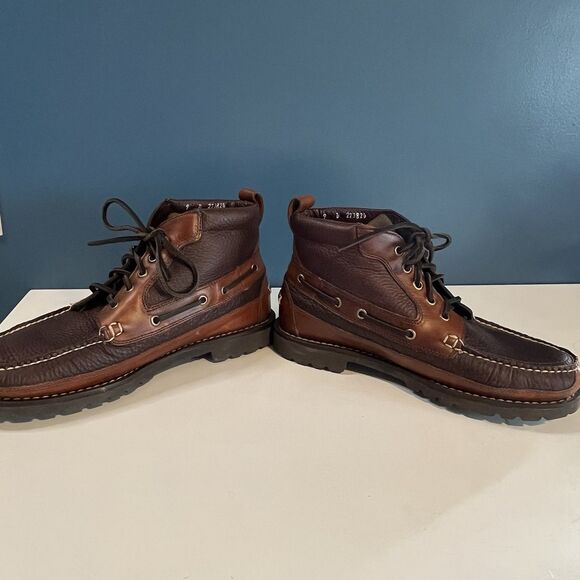 L.L. Bean East Point Men\'s Brown Leather Boots Size 9 D RN71341 Shearling Lined main image 8